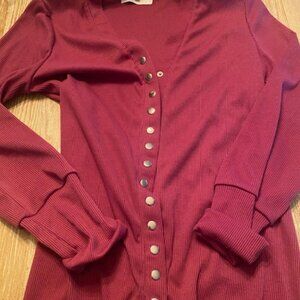 Ladies long sweater with snaps.  Medium.